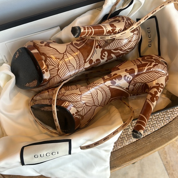 Gucci platform high heels sandals 6 1/2 B - Picture 8 of 11